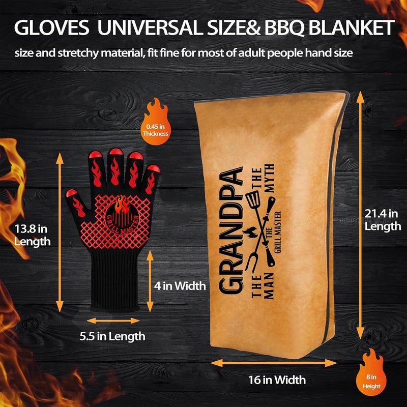 LEWARAN Grandpa Gifts, Gifts for Grandpa Christmas from Grandkids BBQ Blanket for Resting Meat with Grill Gloves, Meat Resting Bag for BBQ Smoking, Grilling Gloves Heat Resistant for Grill on Birthday - Image 3